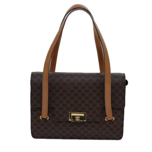 CELINE Macadam Canvas Shoulder Bag PVC Brown Auth 71427V - Picture 1 of 15